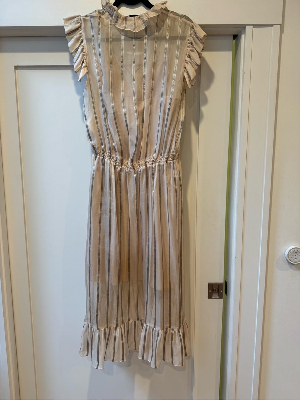 Sandro Blush Striped Ruffle High-Low Dress - Picture 8 of 9